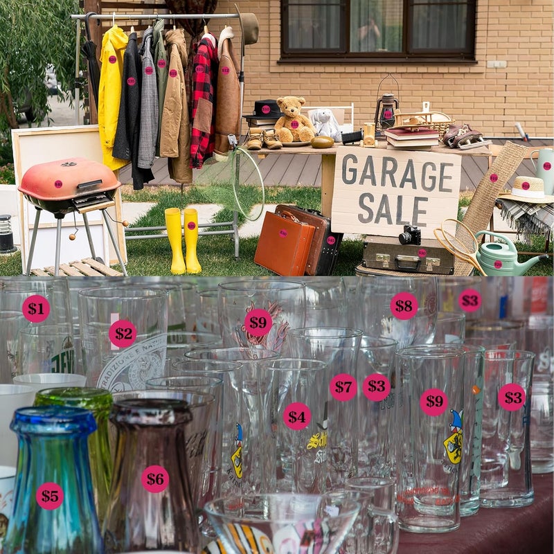 Aurtho 2000 Pcs 3/4" Garage Sale Price Stickers Sheets, Pink Yard Sale Price Stickers, Round Color Coding Labels, Circle Dot Sticker for Home Decorative, Office, Classroom, Papers Etc - Image 3